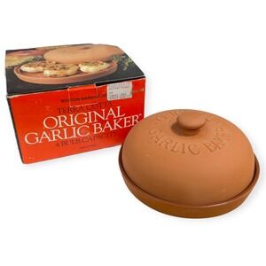 Boston Warehouse Terra Cotta Original Garlic Baker 4 Bulb Capacity Vintage 1993